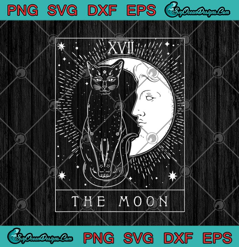 XVII The Moon Black Cat Halloween SVG PNG EPS DXF Cricut File ...