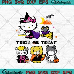 Hello Kitty And Friends Trick Or Treat Halloween SVG PNG EPS DXF Cricut File Silhouette Art