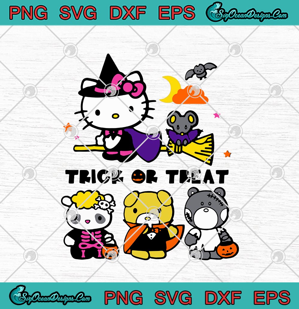 Download Hello Kitty And Friends Trick Or Treat Halloween Svg Png Eps Dxf Cricut File Silhouette Art Designs Digital Download SVG Cut Files