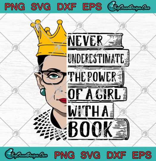 Never Underestimate The Power of A Girl With Book RBG svg