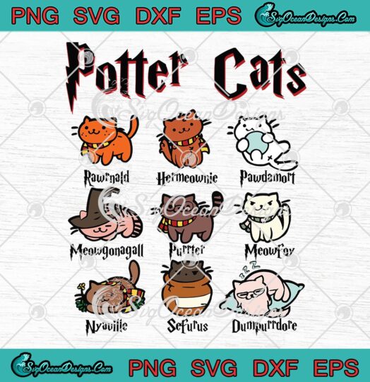 Potter Cats Funny Harry Potter And Cat SVG PNG EPS DXF - Cat Lovers Cricut File Silhouette Art