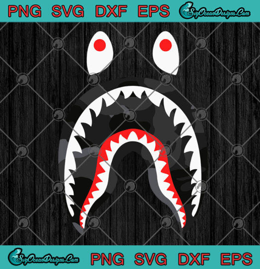 Bape Shark Logo Pattern Camo SVG PNG EPS DXF Cricut File Silhouette Art