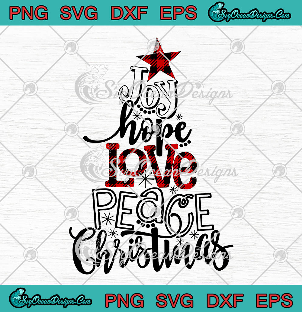 Joy Hope Love Peace Christmas Buffalo Plaid Christmas Tree ...
