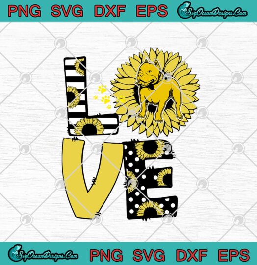 Love Pitbull Sunflower Sunshine Hippie