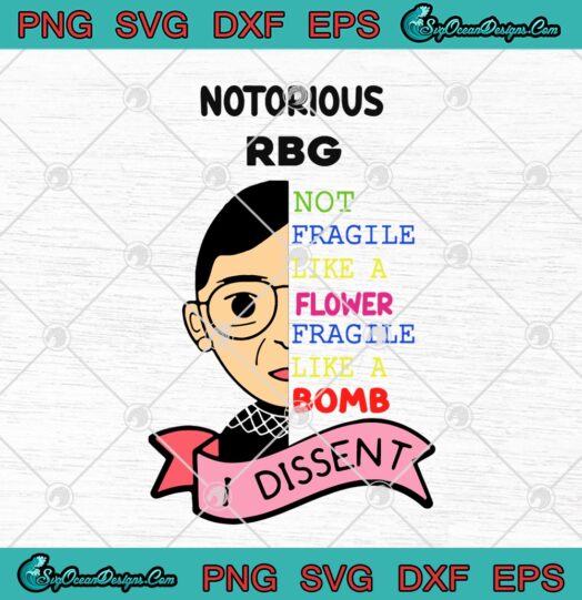 Notorious RBG Not Fragile Like A Flower Fragile Like A Bomb I Dissent