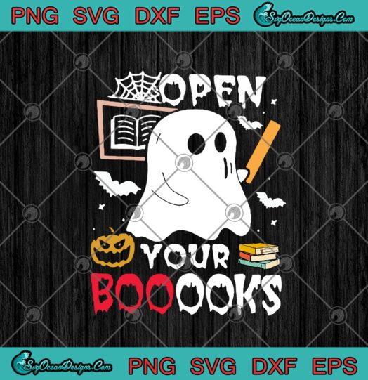 Open Your Booooks Boo Ghost Teacher Halloween Funny
