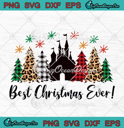 Best Christmas Ever Disney Castle Leopard Buffalo Plaid Christmas Tree
