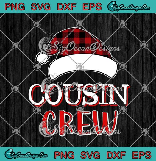 Cousin Crew Santa Hat Red Buffalo Plaid Merry Christmas