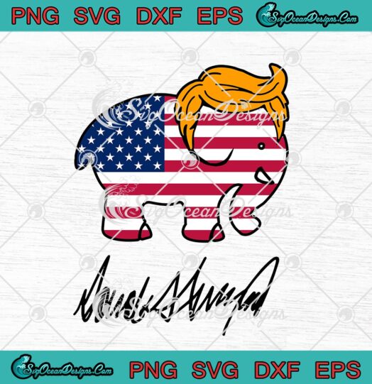 Donald Trump Elephant American Flag Signature Funny