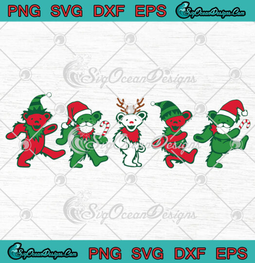 Grateful Dead Dancing Bears Christmas SVG, Grateful Dead Christmas Gift SVG PNG EPS DXF PDF, Cricut File