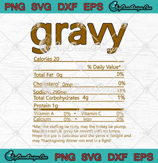 Gravy Nutrition Facts Thanksgiving Matching