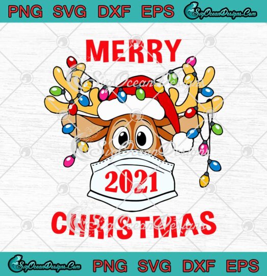 Merry Christmas 2021 Reindeer Mask Quarantine Christmas SVG Cricut