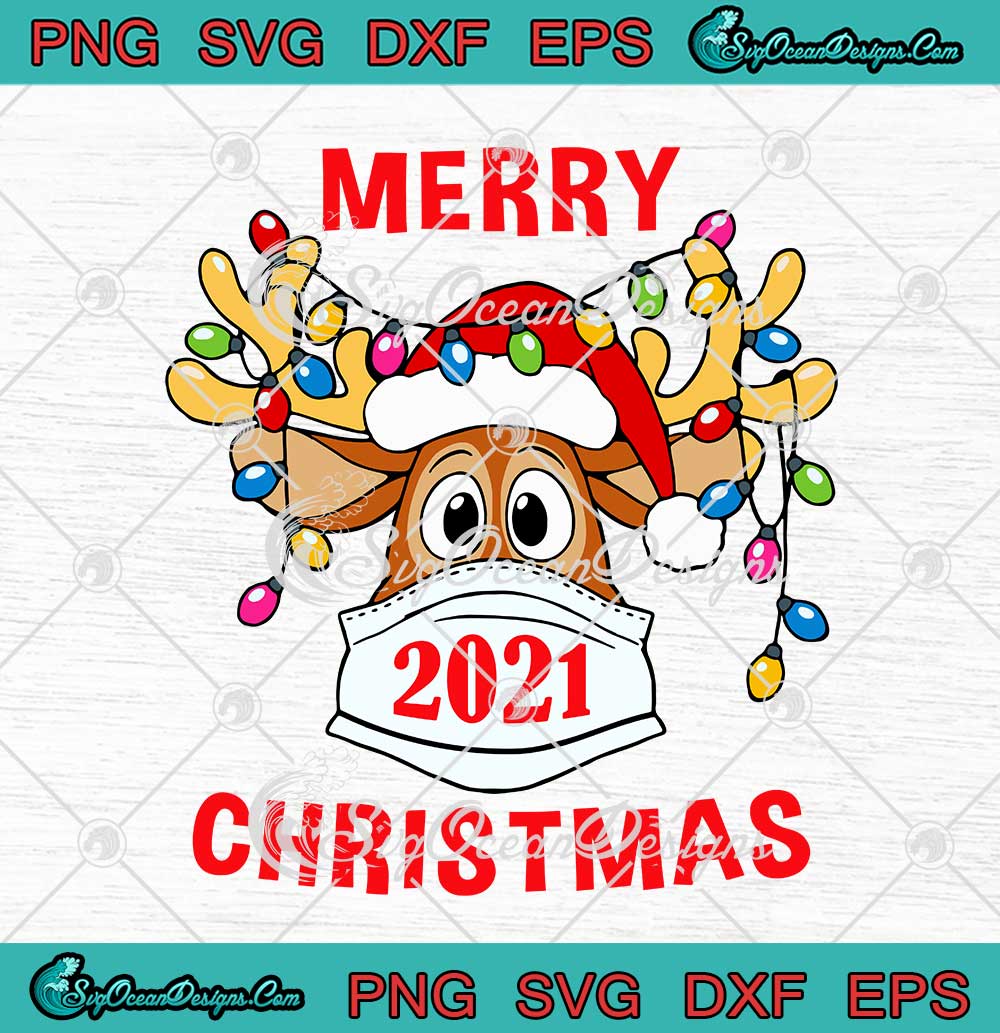 Merry Christmas 2021 Reindeer Mask SVG Quarantine Christmas SVG PNG EPS ...