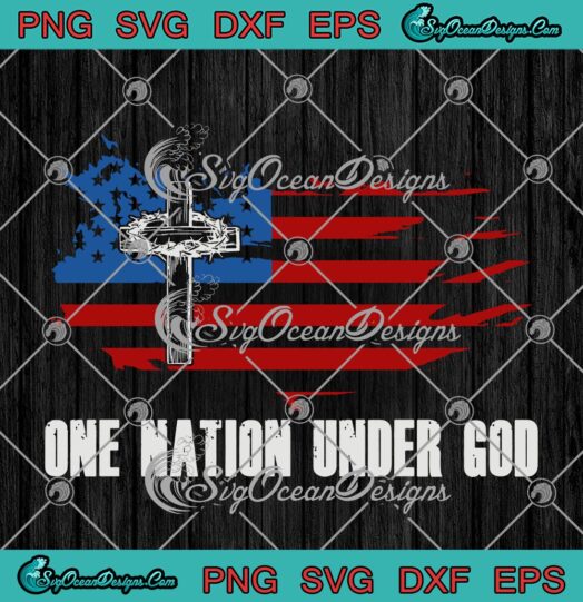One Nation Under God Christian Cross American Flag