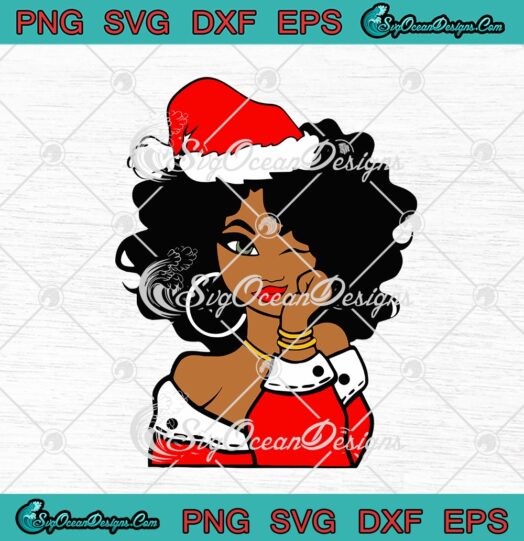 Black Girl Santa Hat Afro Girl Merry Christmas Xmas Day