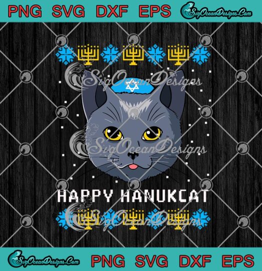 Happy Hanukcat Jewish Cat Chanukah Jewish Happy Hanukkah