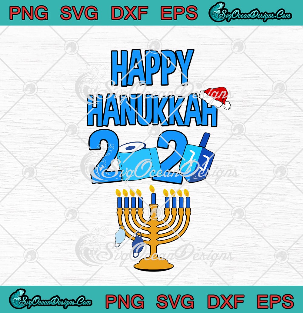 Happy Hanukkah 2020 Quarantine Hanukkah Jewish Santa Hat Christmas SVG