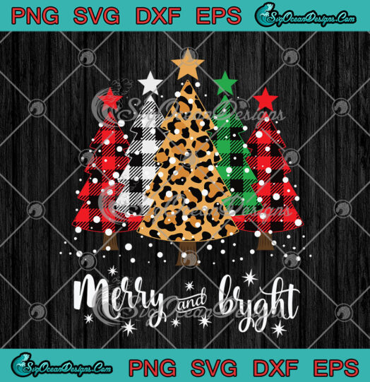 Merry And Bright Tree Buffalo Plaid And Leopard Christmas svg