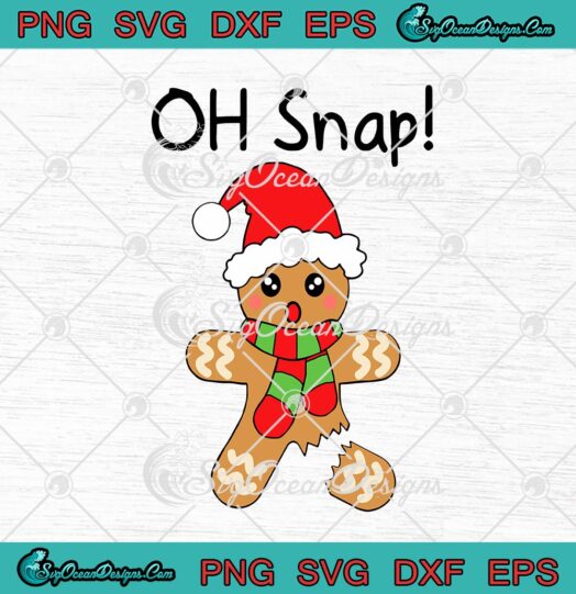 Oh Snap Gingerbread Man Santa Hat Funny Christmas Merry X mas Day