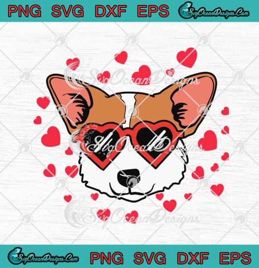 Corgi Dog Love Hearts Valentines Day