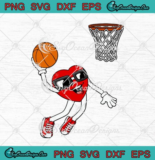 Heart Playing Basketball Happy Valentines Day Funny 1