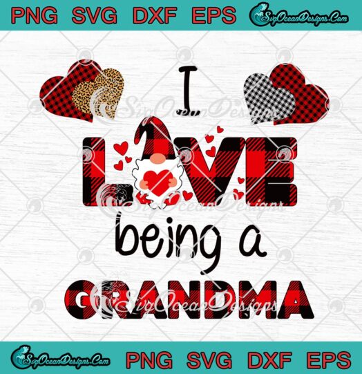 I Love Being A Grandma Red Buffalo Plaid Gnome Heart Happy Valentines Day