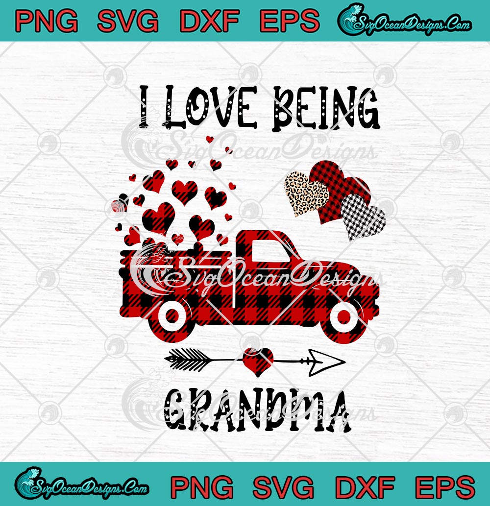Download I Love Being Grandma Red Buffalo Plaid Truck Hearts ...