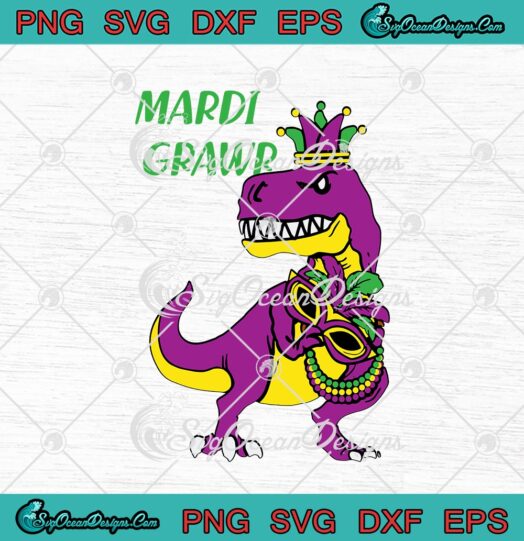 Mardi Grawr Mardi Gras Dinosaur T Rex Carnival