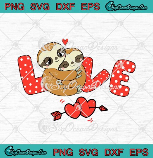 Sloth Love Holding Heart Valentines Day