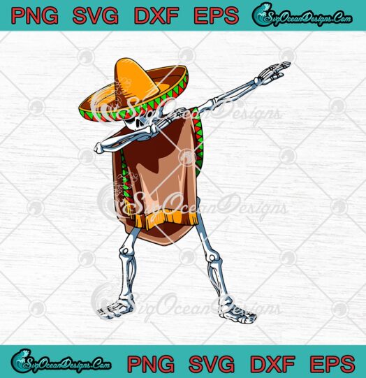 Dabbing Skeleton Cinco de Mayo Mexican Poncho Sombrero
