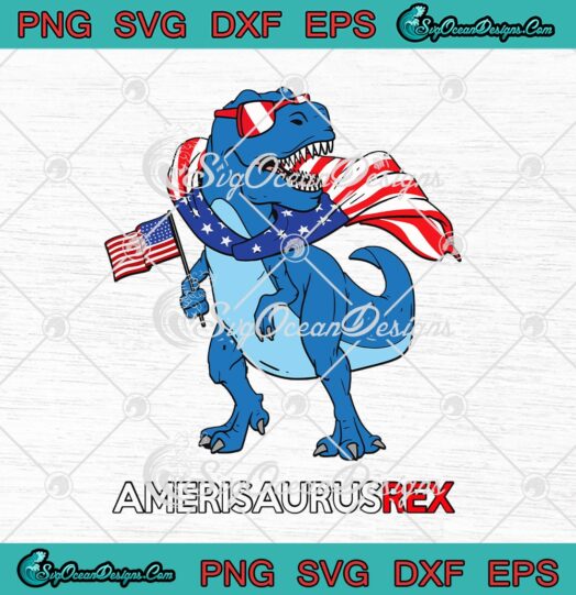 Dinosaur American Flag Amerisaurusrex T Rex American 4th Of July Independence Day
