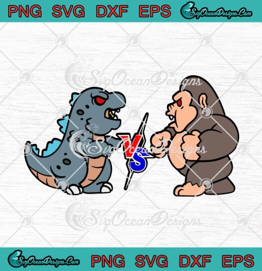 Godzilla Vs Kong 2021 Funny Kong Fight Godzilla Cartoon Icon