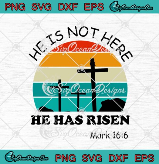 He Is Not Here He Has Risen Jesus Christian Cross Easter Vintage