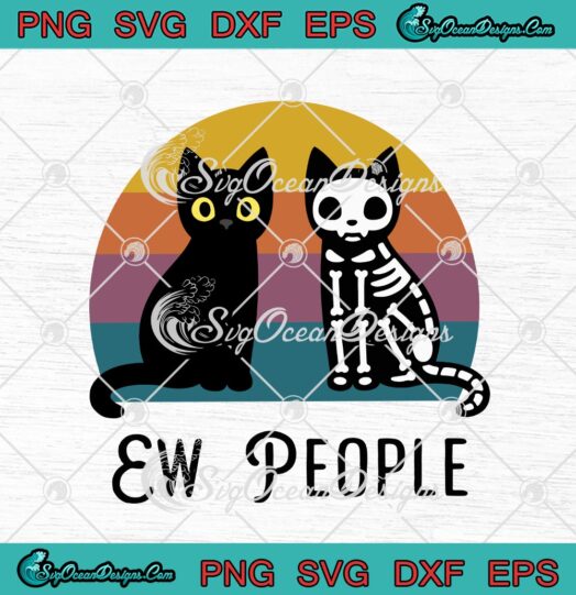 Black Cat And Skeleton Cat Ew People Vintage svg cricut