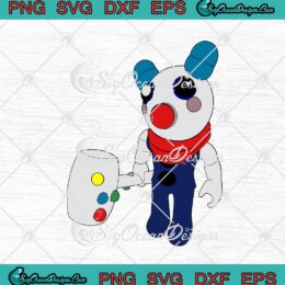 Clowny Piggy With Mallet Video Game Piggy Gamer Roblox SVG PNG EPS DXF Cricut Cameo File Silhouette Art