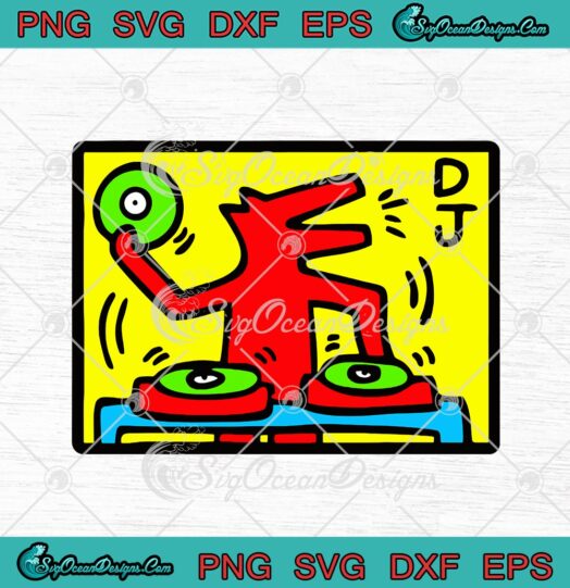 Keith Haring DJ Dog svg png