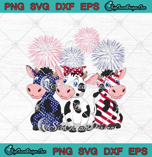 Cows American Flag Fireworks 4th Of July Independence Day png