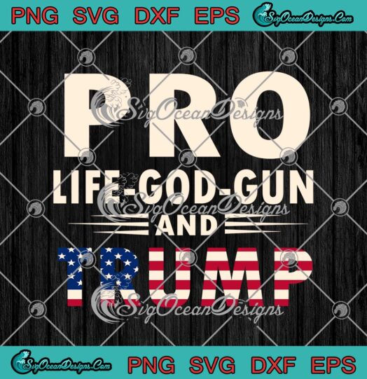 Pro Life God Gun And Trump American Flag svg cricut