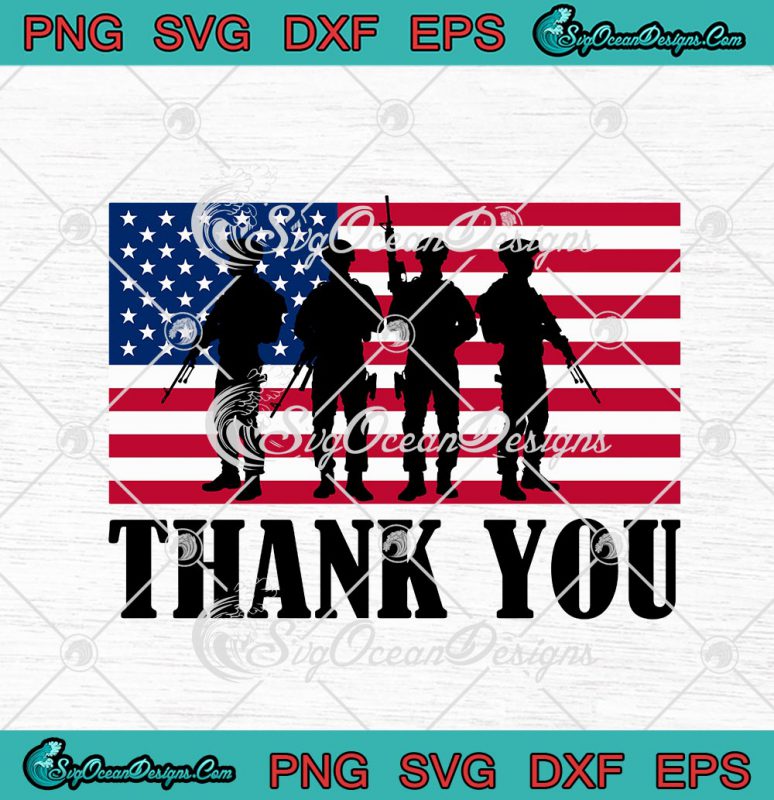 Thank You American Flag Veterans Happy 4th Of July Patriotic SVG PNG ...