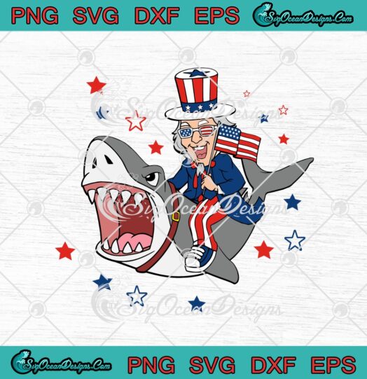 Uncle Sam Riding Shark 4th Of July American Flag Patriotic svg cricut