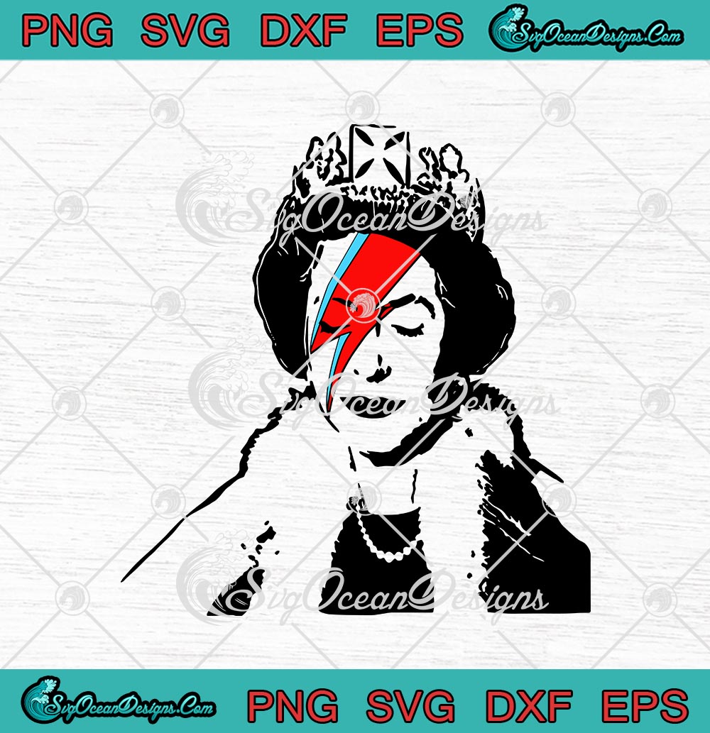 Banksy Queen Uk England Queen Elizabeth David Bowie Rockband Face SVG ...