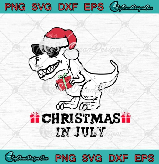 Christmas In July Funny Santa Dinosaur T-Rex svg cricut
