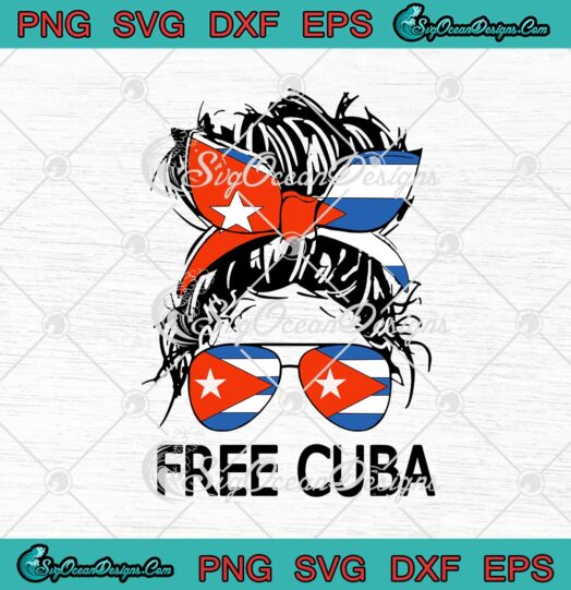 Free Cuba Messy Hair Bun SOS Cuba Flag Cuban svg cricut