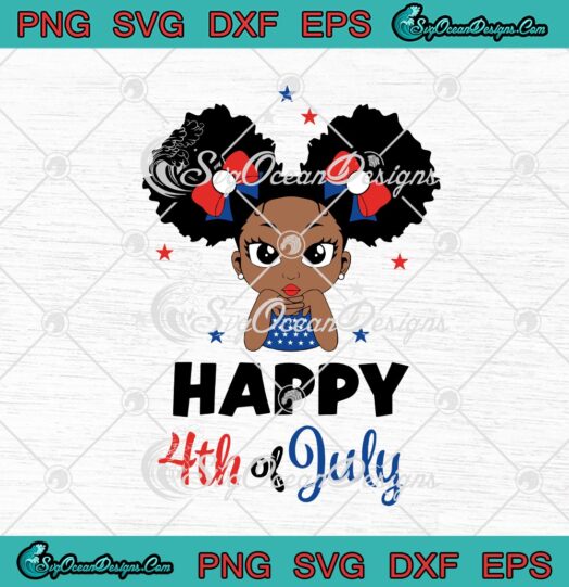 Little African American Girl 4th Of July Independence Day svg cricut