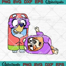 Bluey And Bingo Heeler SVG Dress Up As Grannies SVG PNG EPS DXF - Disney TV Series Bluey Cricut Cameo File