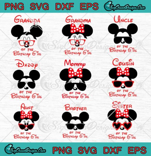 Disney Family Birthday Girl Mickey Minnie Mouse Birthday Girl svg cricut