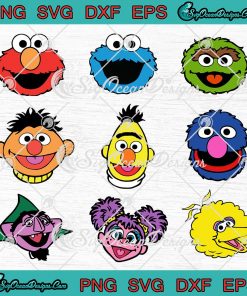 Sesame Street Cartoon Characters Bundle SVG PNG EPS DXF Cricut Cameo ...