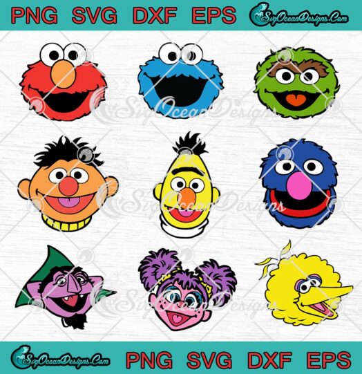 Sesame Street Cartoon Characters Bundle SVG PNG EPS DXF Cricut Cameo ...