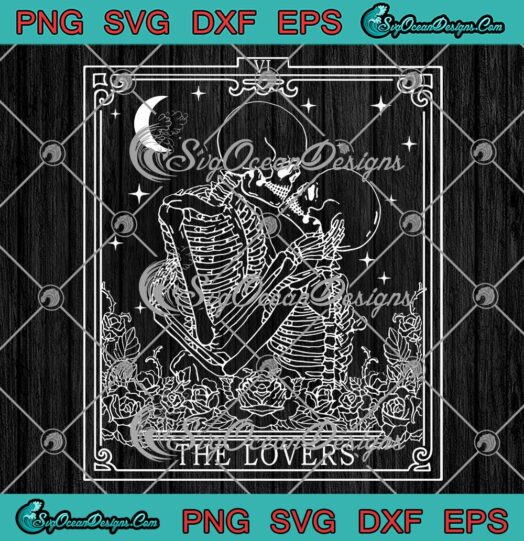 Skeleton The Lovers Tarot Card Funny SVG PNG EPS DXF Cricut Cameo File