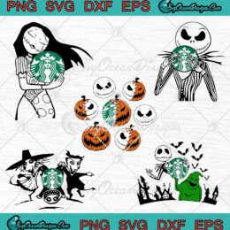 The Nightmare Before Christmas Characters Starbucks Halloween Bundle SVG PNG EPS DXF Cricut Cameo File